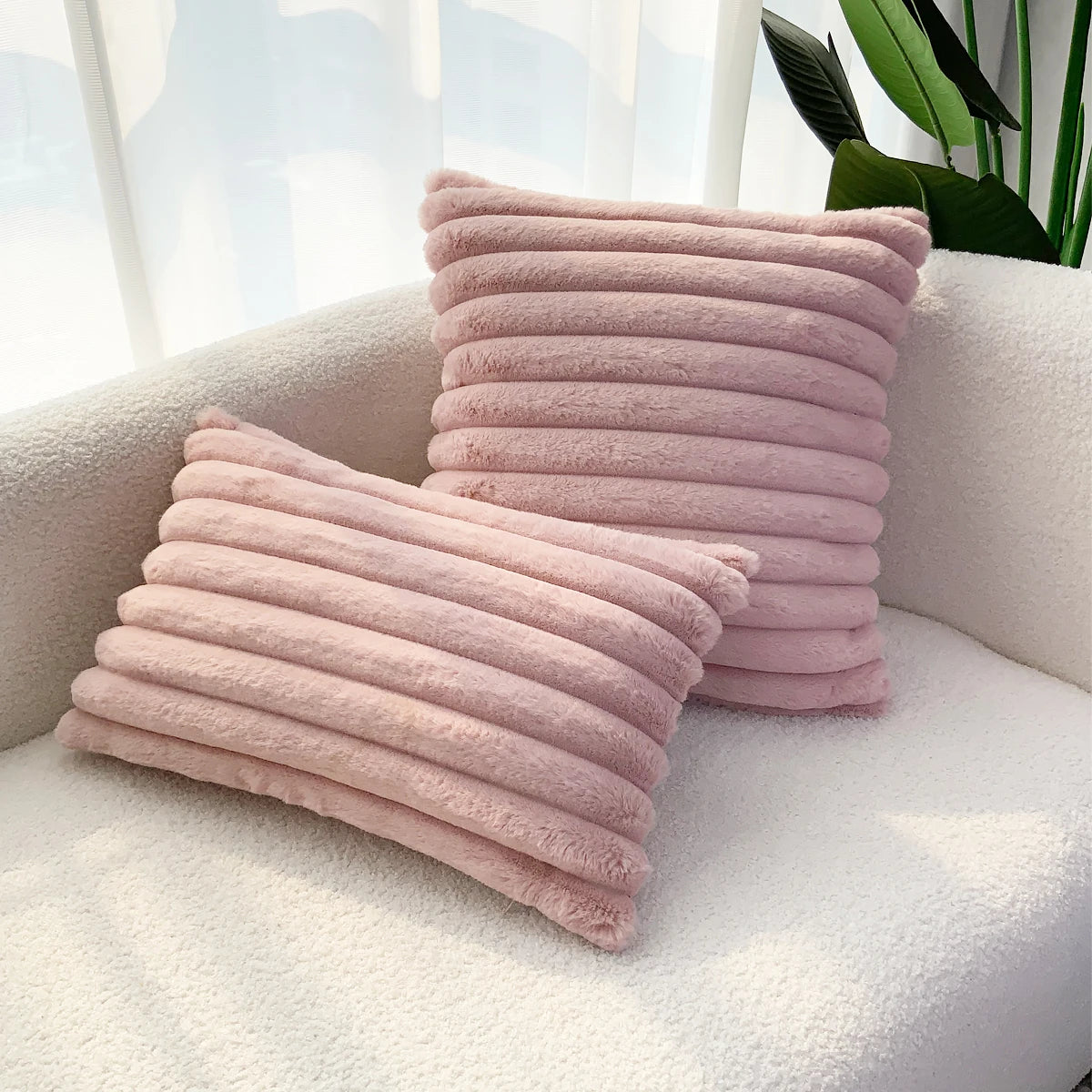 taies d'oreiller décoratives moderne rayées 30x50cm 45x45cm polyester beige clair coussins maison simple fixations