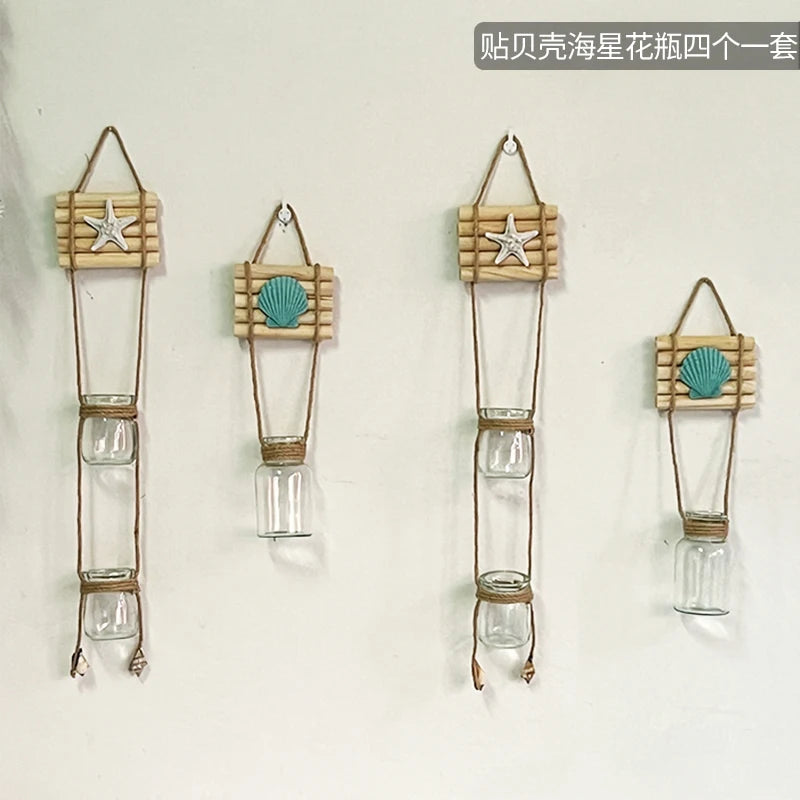 vases suspendus transparents vintage coquillages étoiles rustiques éléments naturels