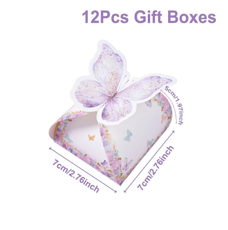 boîtes pop corn décoratives papillons rose violet doré fête anniversaire mariage baptême fille