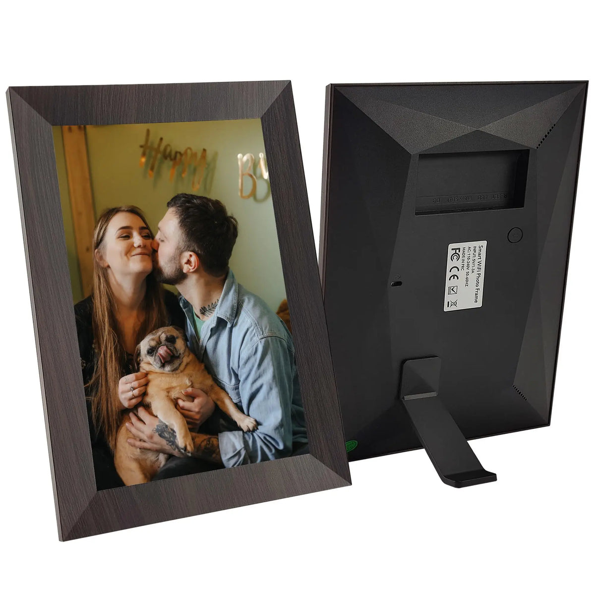 cadre photo numérique wifi écran tactile hd imitation bois moderne 32go photos variées famille
