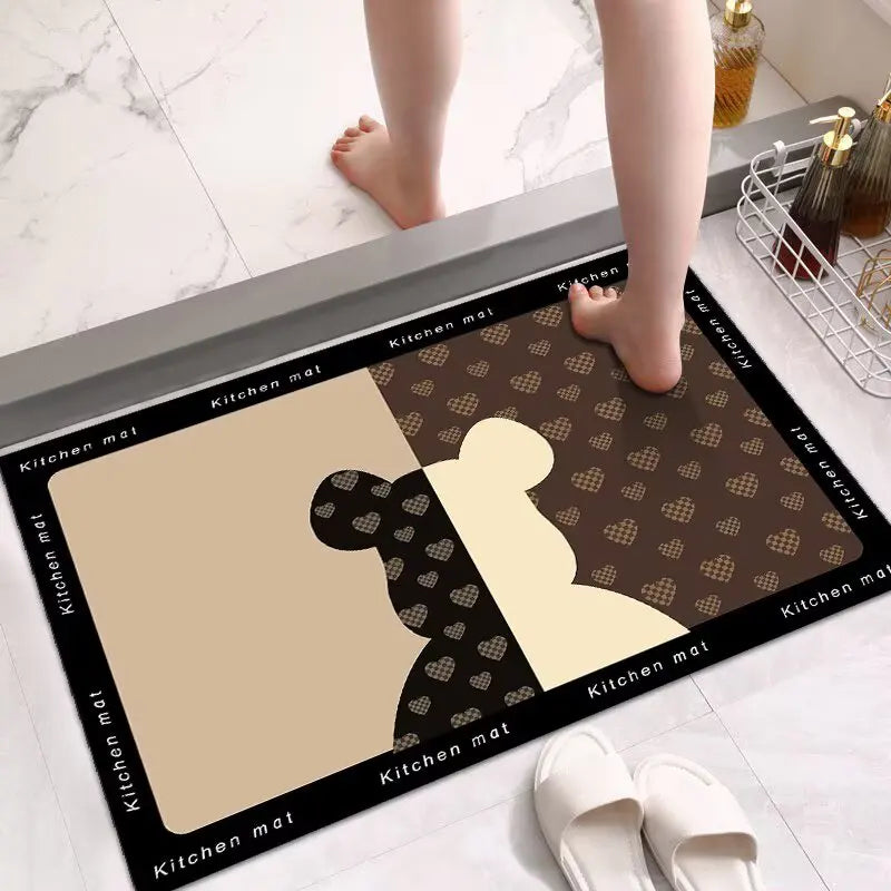 tapis cuisine moderne antidérapant absorbant séchage rapide motif géométrique fleurs sol maison