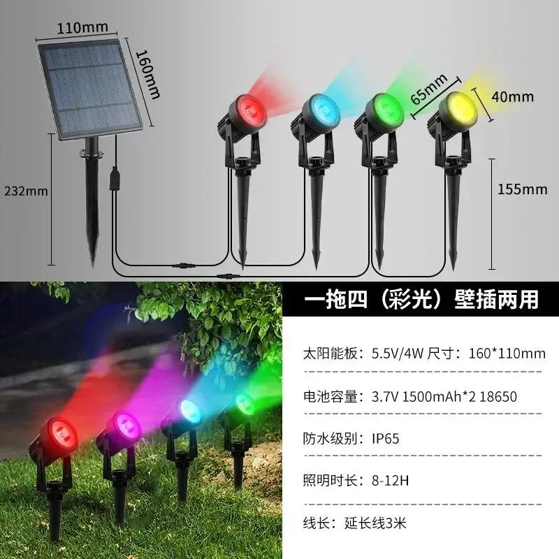 projecteur solaire led ip65 moderne autoinstallation noir opaqueextérieur jardin vacances
