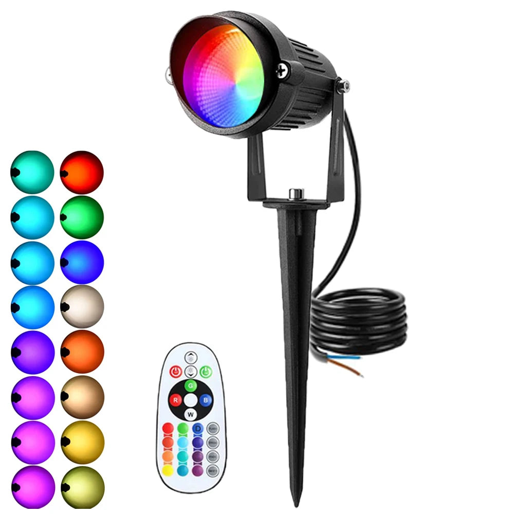 projecteur paysage led noir moderne télécommande ip65 étanche 10w 220v