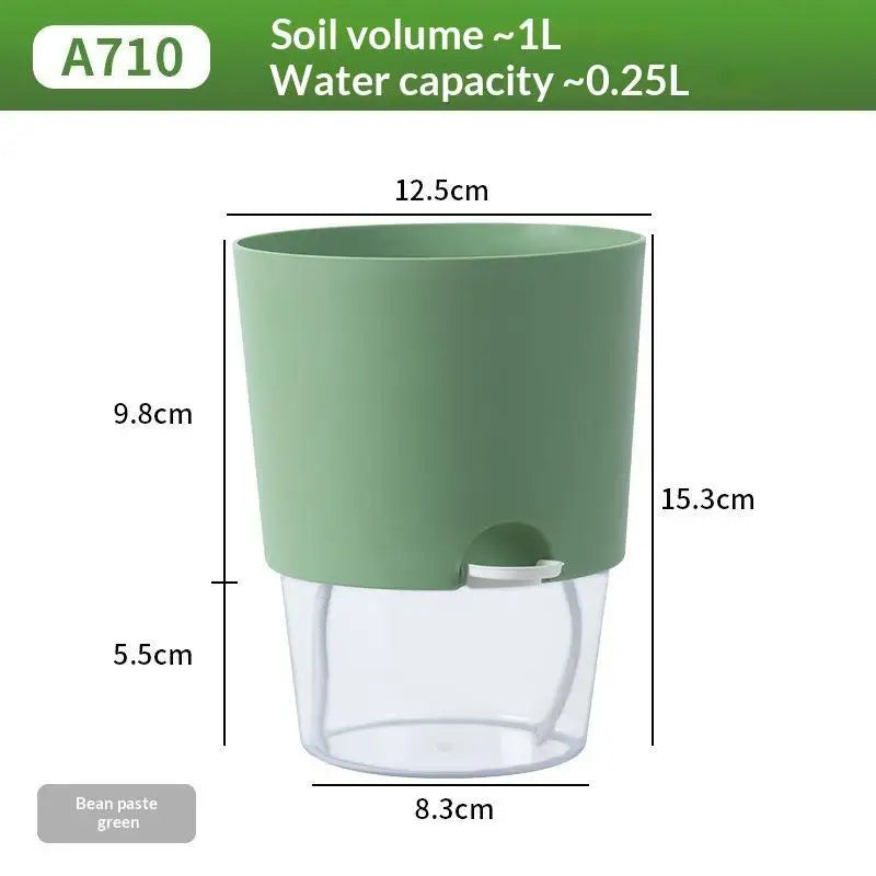 pot auto arrosant blanc transparent moderne bassin d'eau cordons absorbants drainage