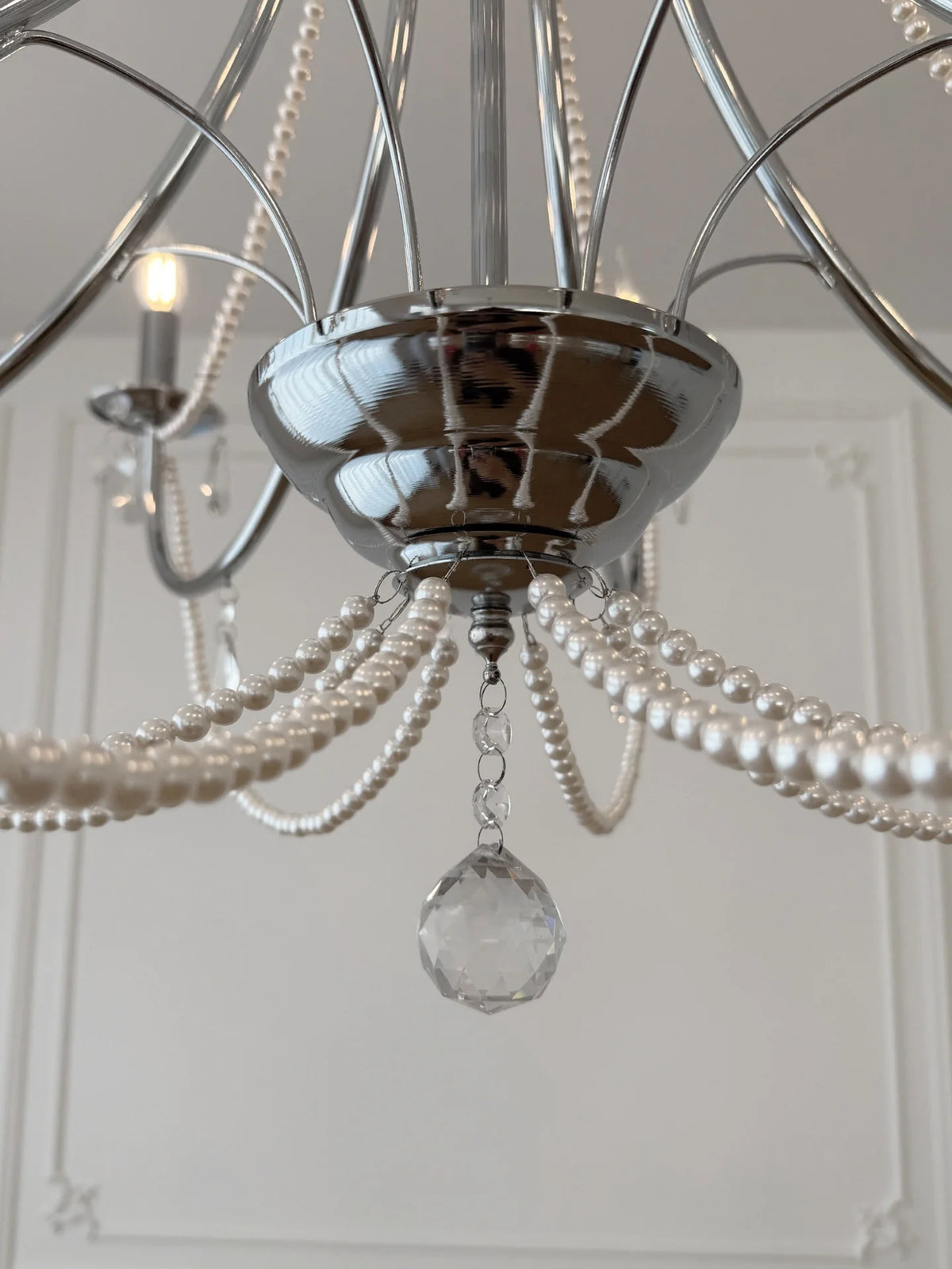 lustre cristal transparent blanches classique gris métallisé blanc ampoules E14