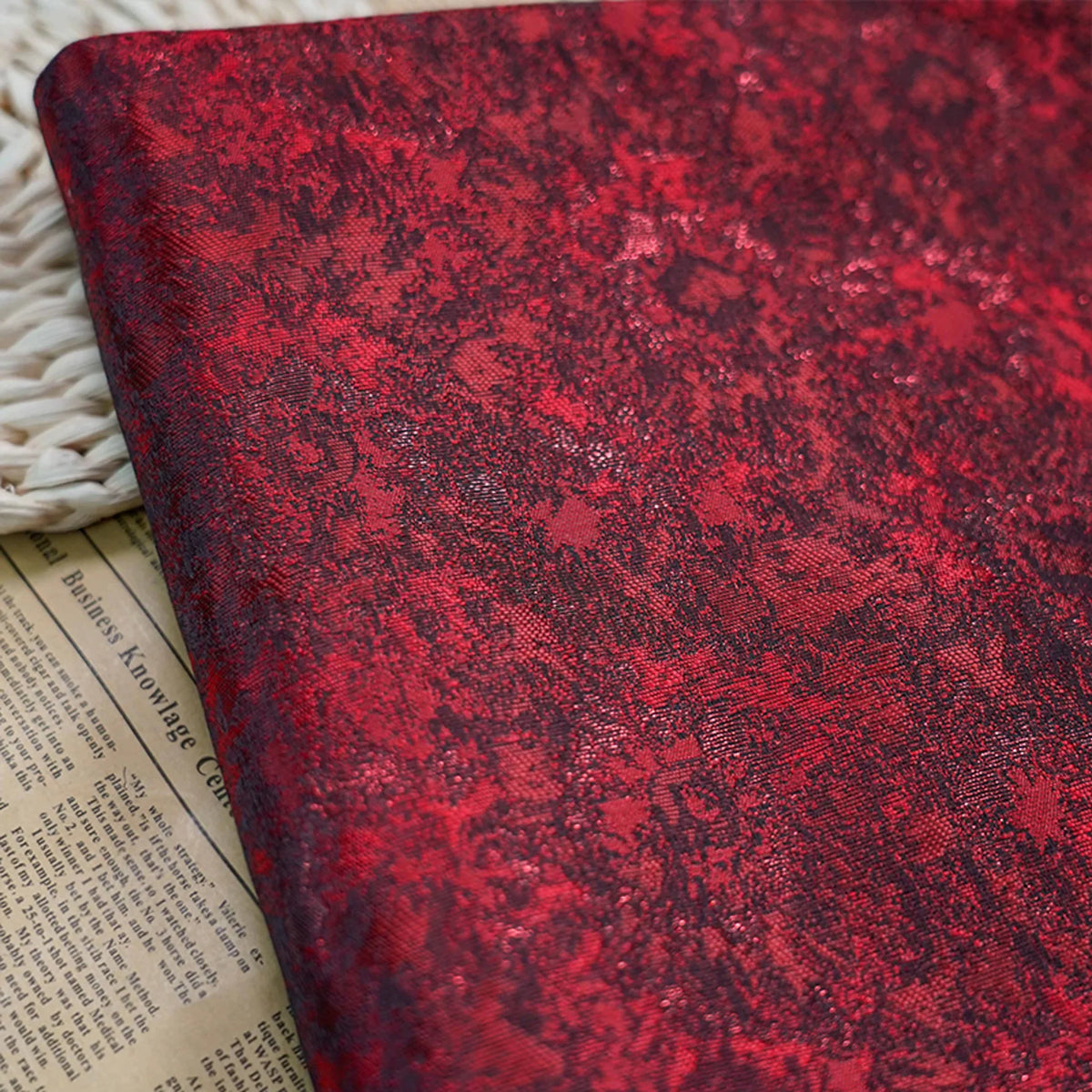 tissu polyester rouge texturé marbré moderne opacité jacquard 160cm bricolage respectueux environnement
