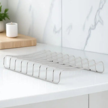 porte savon acier inoxydable moderne support comptoir salle bain égouttoir central douchette rangement cosmétique
