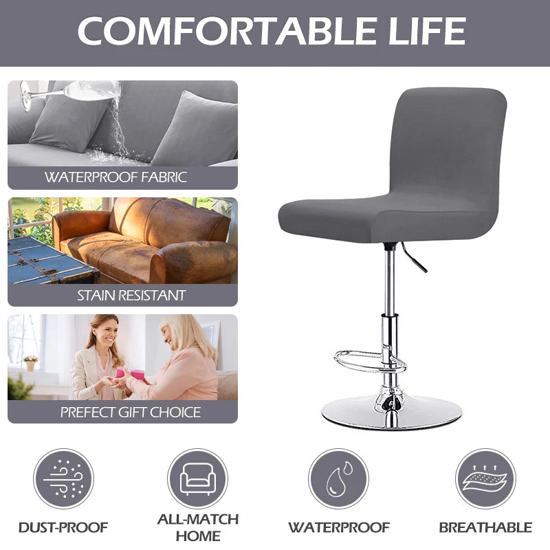 housse chaise haute tissu imperméable élasthanne polyester moderne gris uni ajustable