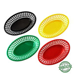 paniers ovales plastique noir vert rouge jaune moderne grille alimentaire service restauration rapide