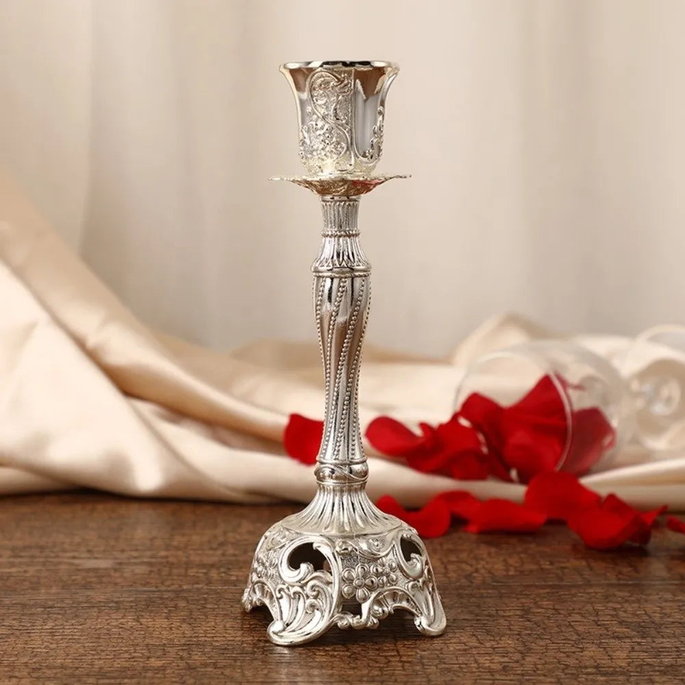bougeoirs or argent ornements floraux classique baroque décoration intérieure support bougie nouveau post moderne