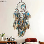 attrape rêves ethnique attrape rêves boho chic plumes bois marron bleu blanc beige