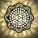 lustre moderne élégant cristal transparent strass doré chic lumière led salon decoration