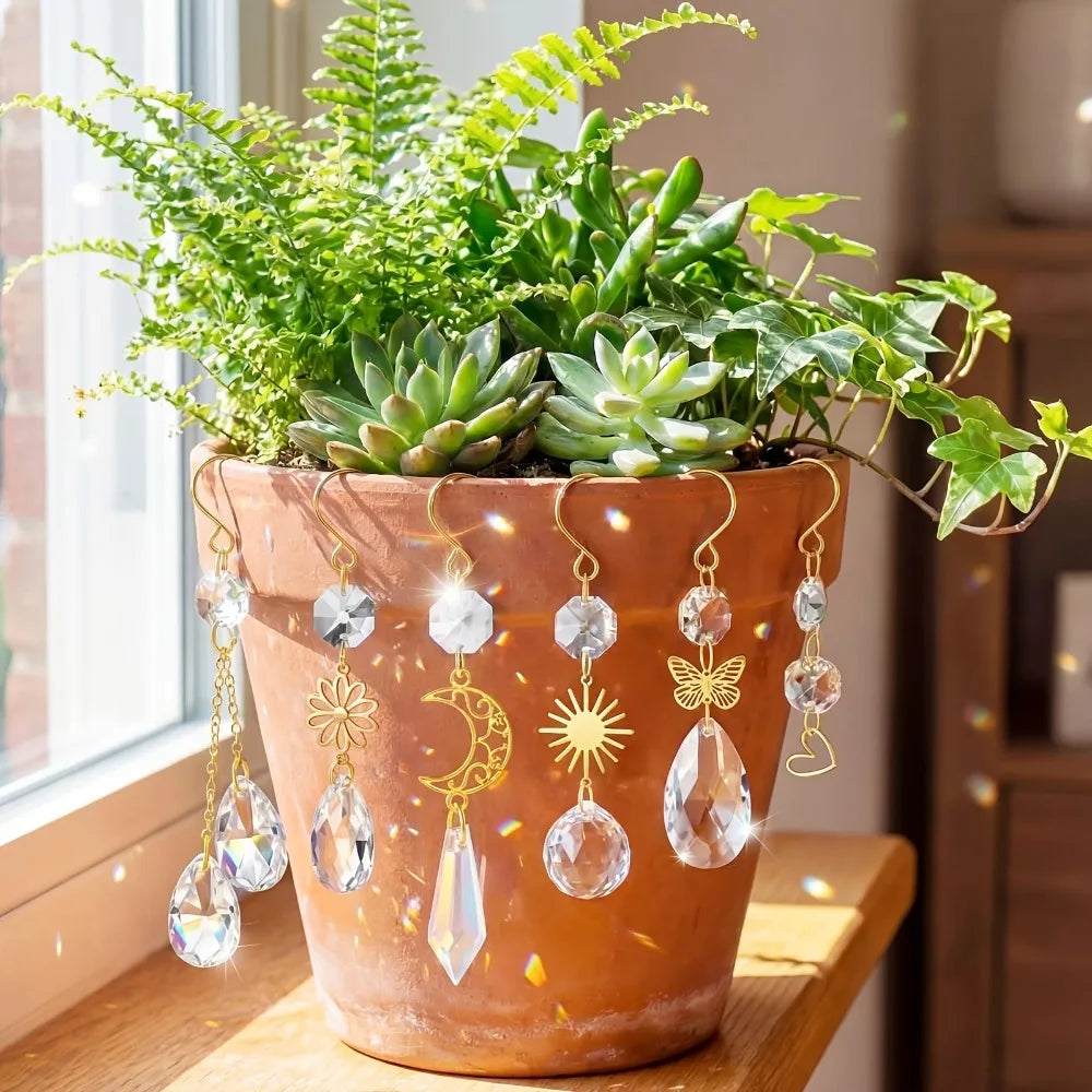 décoration plante transparentes dorées pendeloques motifs floraux élastique moderne soleil papillon cœur