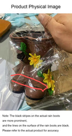 pots fleurs forme bottes pluie marron jaune vert relief rustique decoratif plantes verteextérieur