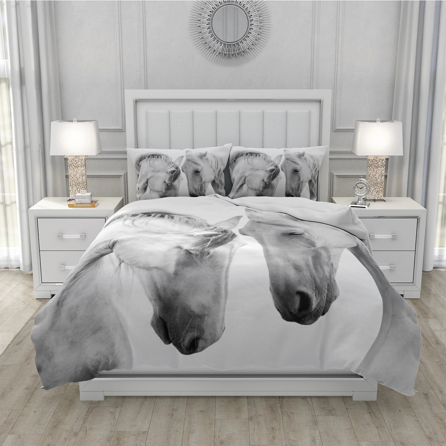 Housse de couette cheval 3D avec taies d'oreiller assorties