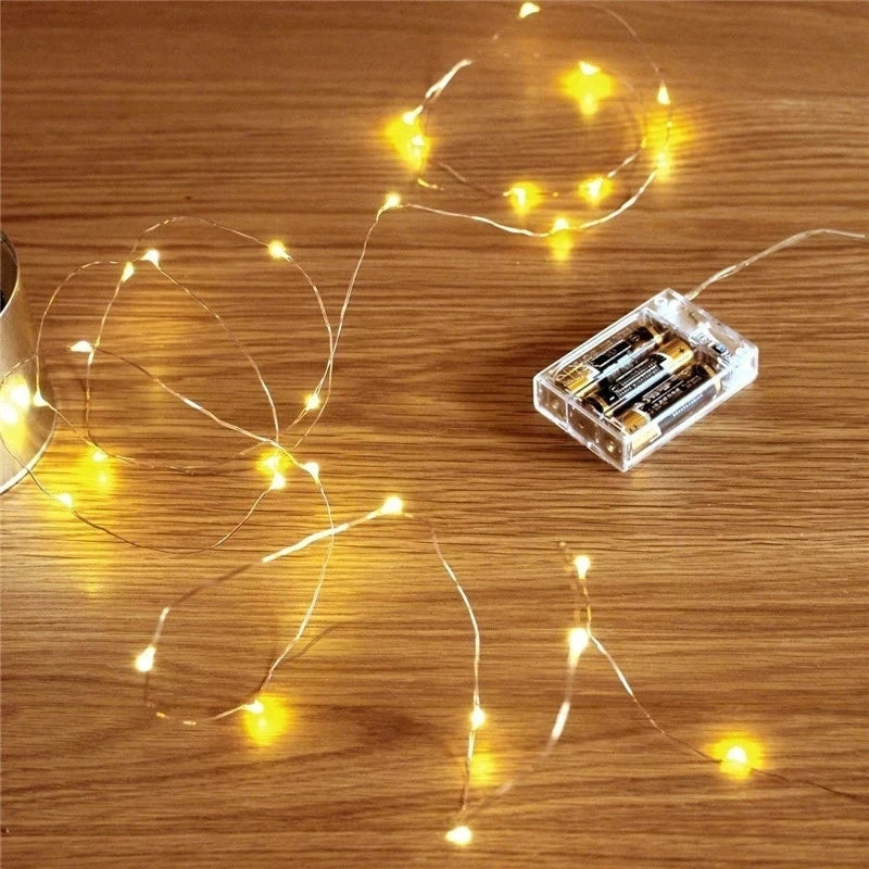 guirlande lumineuse fil cuivre led blanc doré moderne décoration noël mariage chambre