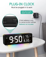 horloge numérique moderne led veilleuse rgb noir ambiancé affichage heure date