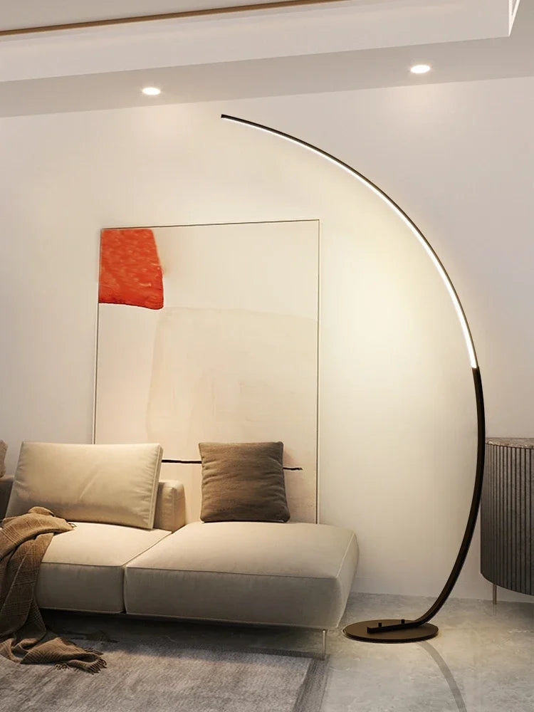 lampe sol moderne aluminium blanc télécommande énergie économique chambre coucher
