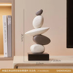 sculpture décorative pierres empilées moderne ornement intérieur feng shui beige marron gris minimaliste contemporain