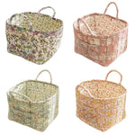 paniers rangement tissu floral multicolore vintage réutilisables armoire poignées transportables multifonctionnels