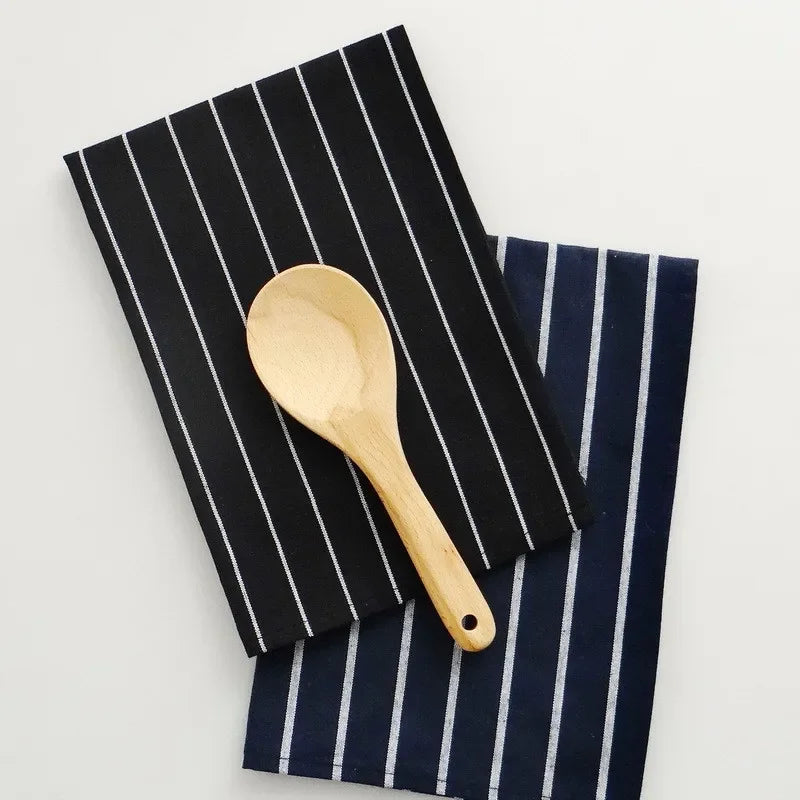 serviettes table coton bleu marine rayées classiques absorption rapide dimension 40x60cm