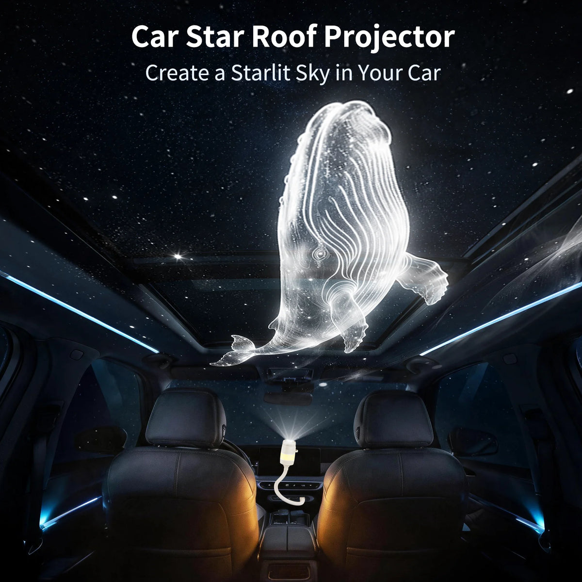 projecteur blanc bleu clair led usb motifs transparent moderne adhésif veilleuse ambiance decoration murale