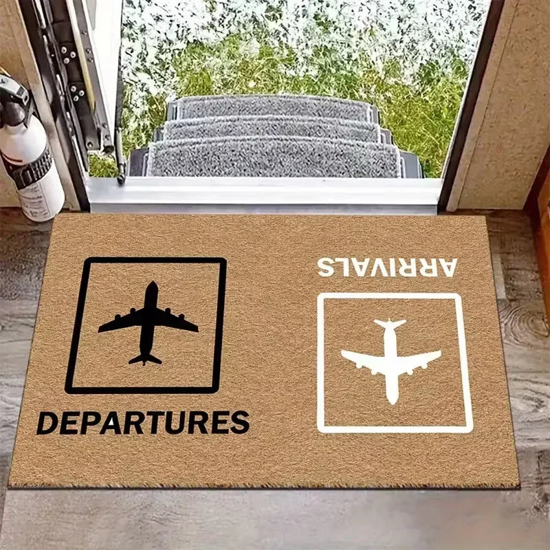 tapis sol antidérapant imperméable motif avion moderne noir beige blanc