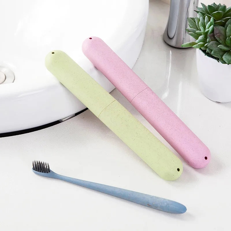boîte rangement réutilisable moderne brosse dents rose bleu vert beige
