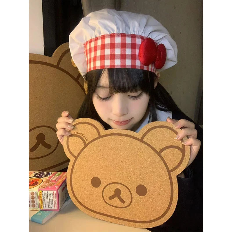 décoration murale kawaii tête d'ours liège motif rilakkuma mignon pinces linge fixations sans perçage