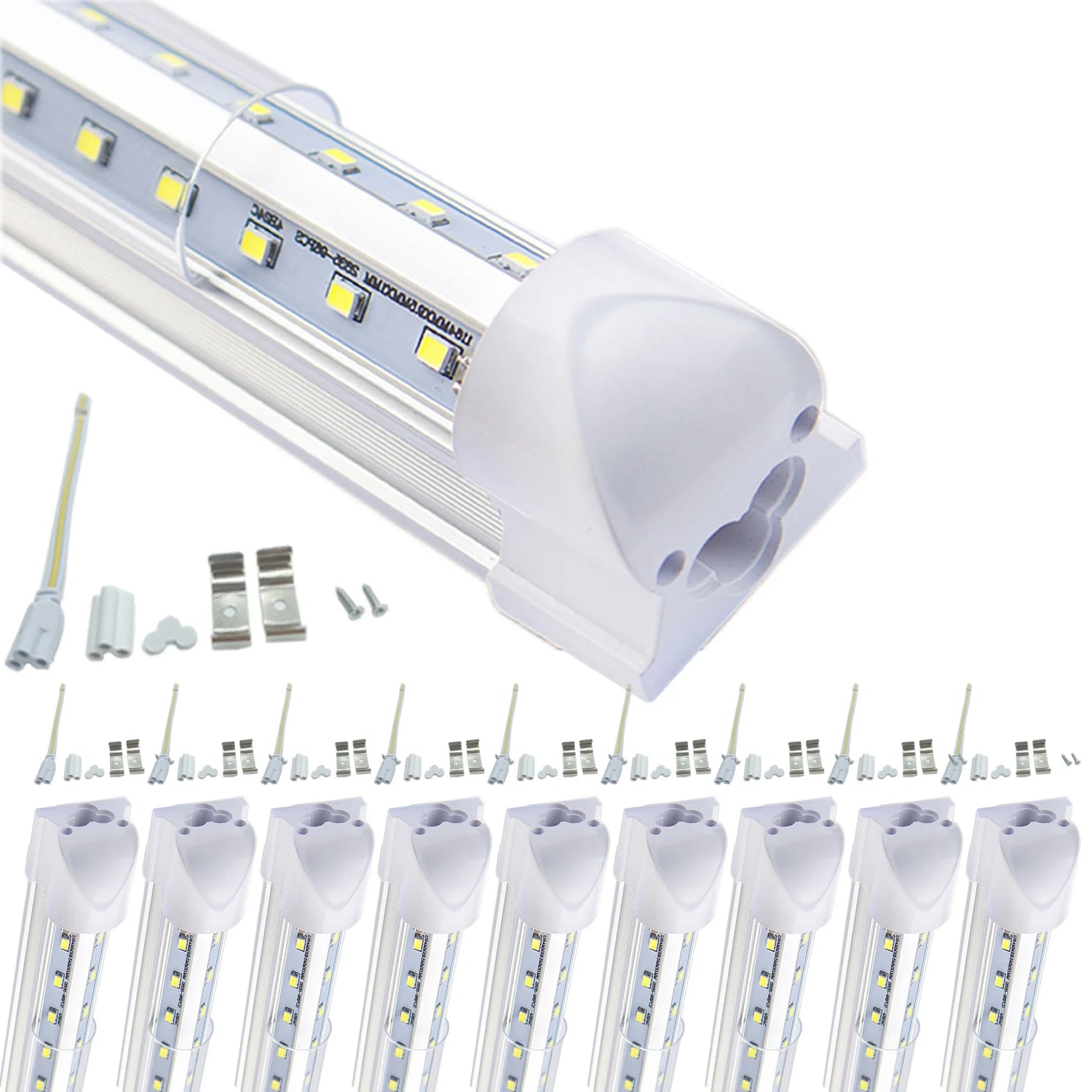 Lot de 10 tubes LED T8 1,2 m double V blanc chaud