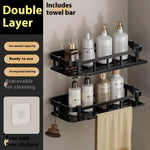 étagère salle bain adhésive noire moderne support rangement triangle porte savon panier douche étanche