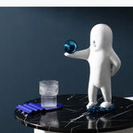 statue contemporaine ornement décoration noir blanc bleu matière organique