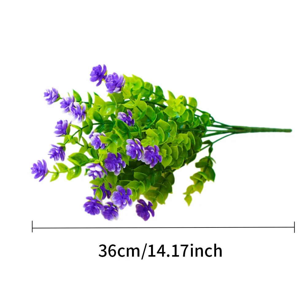 bouquets fleurs artificielles jaune violet vert feuilles modernes extérieur mariage piques tiges flexibles