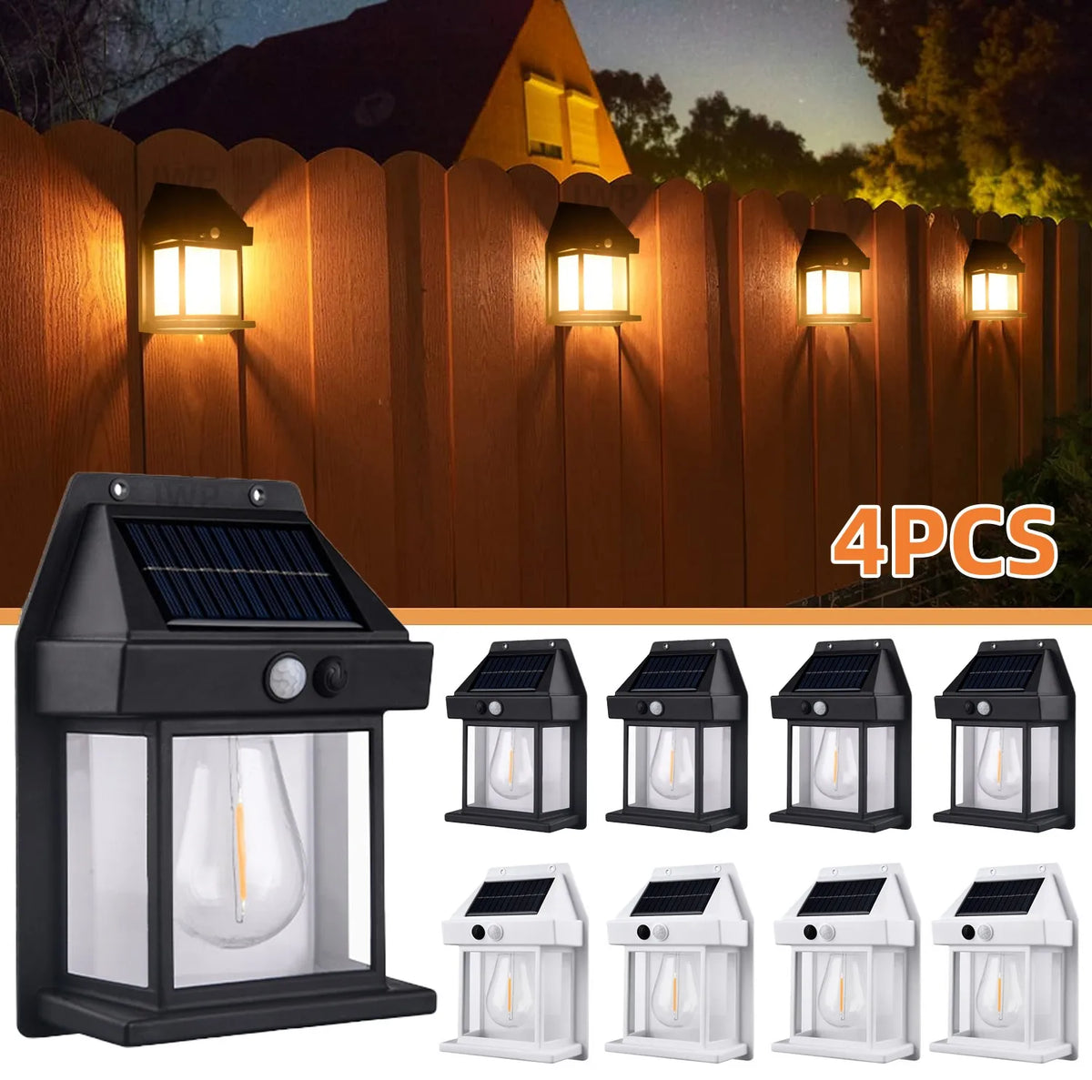 lampe solaire murale tungstène motion sensor sécurité extérieure patio moderne adhésive