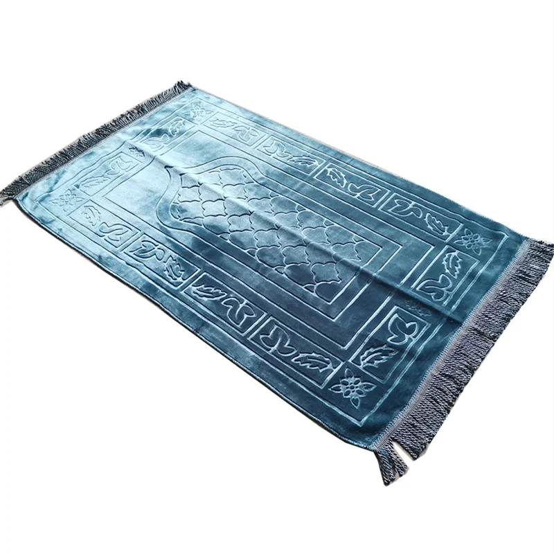 tapis prière polyester velours motifs géométriques floraux gris bleu vert violet moderne élégant İslam