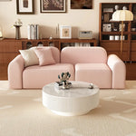 canapé moderne rose clair uni bois salon minimaliste 210cm 170cm 240cm coussins
