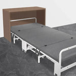 lit pliant moderne gris blanc tissu uni roulettes chambre coucher minimaliste tapis sol