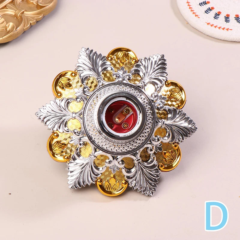 support lampe ornemental baroque or argent rouge ornements floraux motifs géométriques opaques