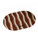 tapis bain marron beige bleu rayures ondulées retro absorbant antidérapant intérieur PVC