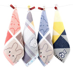 serviettes coton animées dessin triangles lapins nuages étoiles clips enfants rose bleu