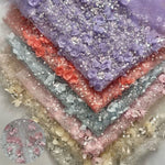 tissu décoratif violet rose blanc fleurs relief paillettes translucide printemps été élégant polyester 125x180cm