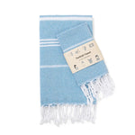 serviette table rayée moderne bleu clair vert rose gris jaune orange violet coton polyester