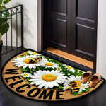 tapis d'entrée moderne papillon bienvenue bleu beige brun antidérapant résistant extérieur couloir véranda