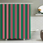 rideau douche moderne vert foncé rose rayures opacité imperméable tapis bain décoration chambre anneaux