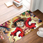 tapis sol antidérapant one piece zoro épées croisées moderne vert noir blanc