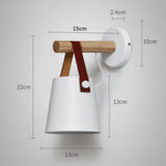 lampe murale moderne minimaliste abatjour conique sangles cuir éclairage chambre salon cuisine industriel fixée