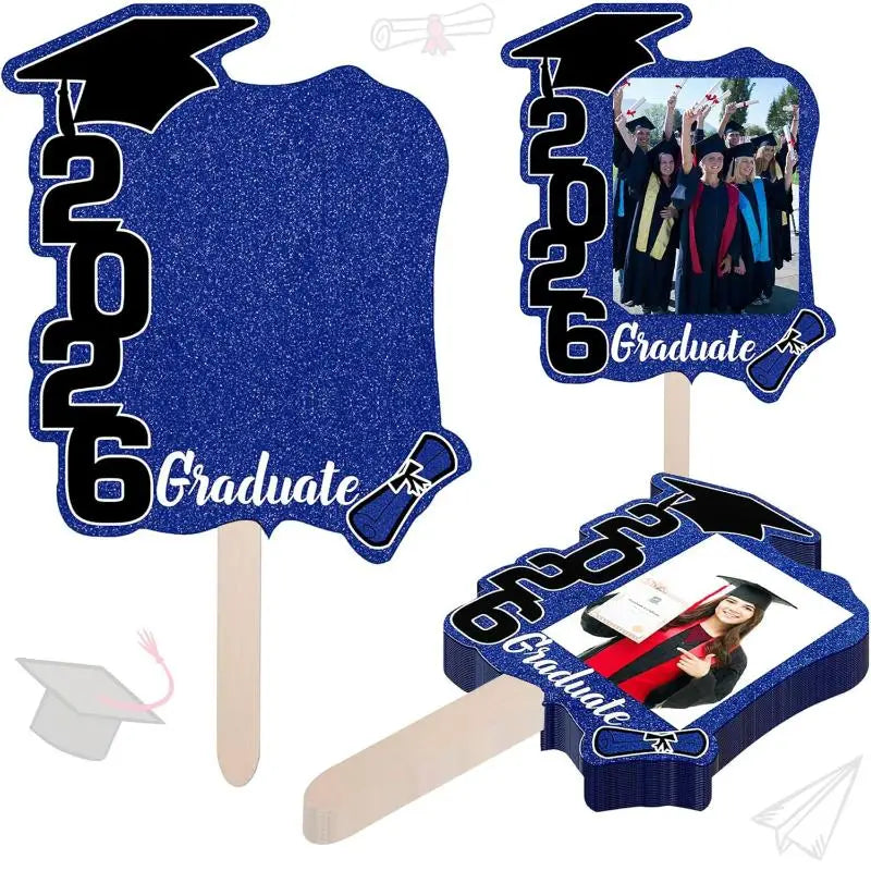 décorations fête graduation fanions pailletés numéros 2026 glue dots pic fixations photos incluses