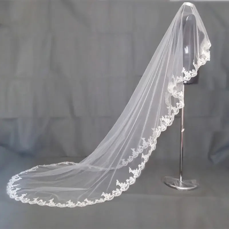 voile mariée blanc broderie florale classique monocouche translucide femme accessoire mariage peigne
