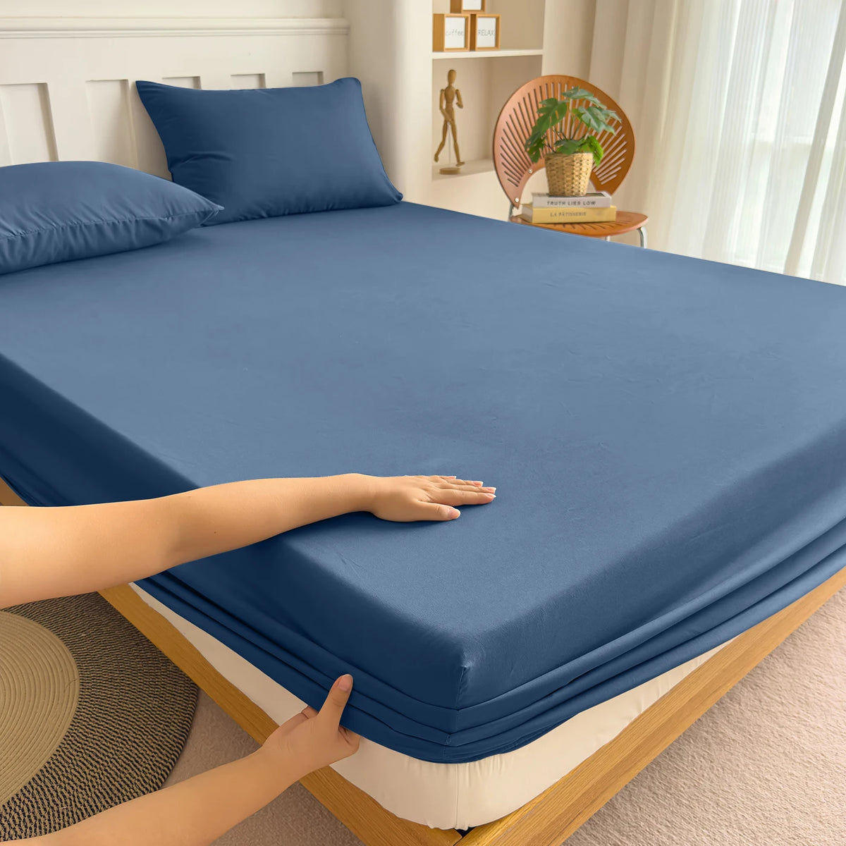 housse lit violet bleu marine gris uni anti acariens anti bactéries moderne 120x200 150x200