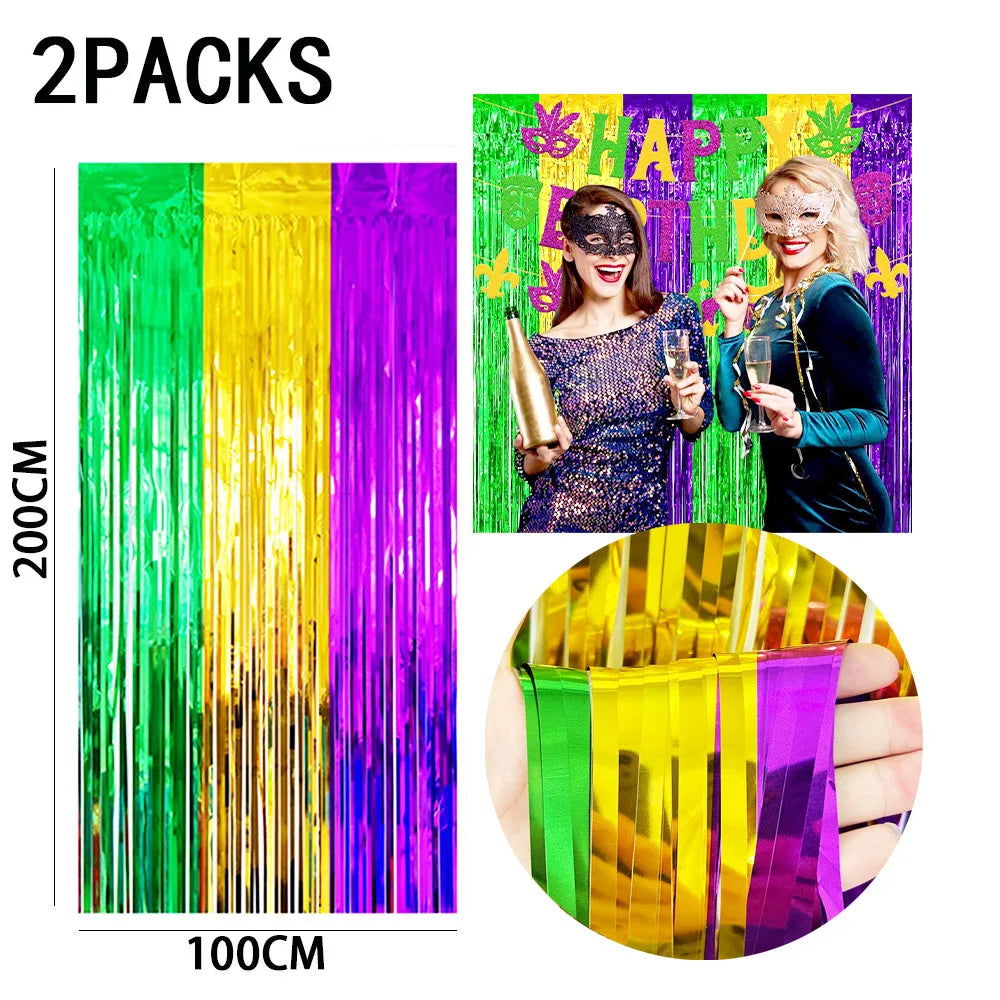 rideau franges métalliques couleurs vives mariage anniversaire décoration festive adhésif pack deux